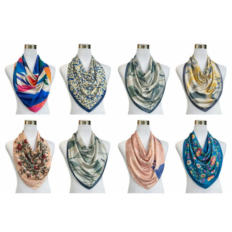 Pañuelo Mujer Seda Diseños Flores 70x70cm