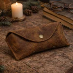 Estuche de Lentes de Cuero Café